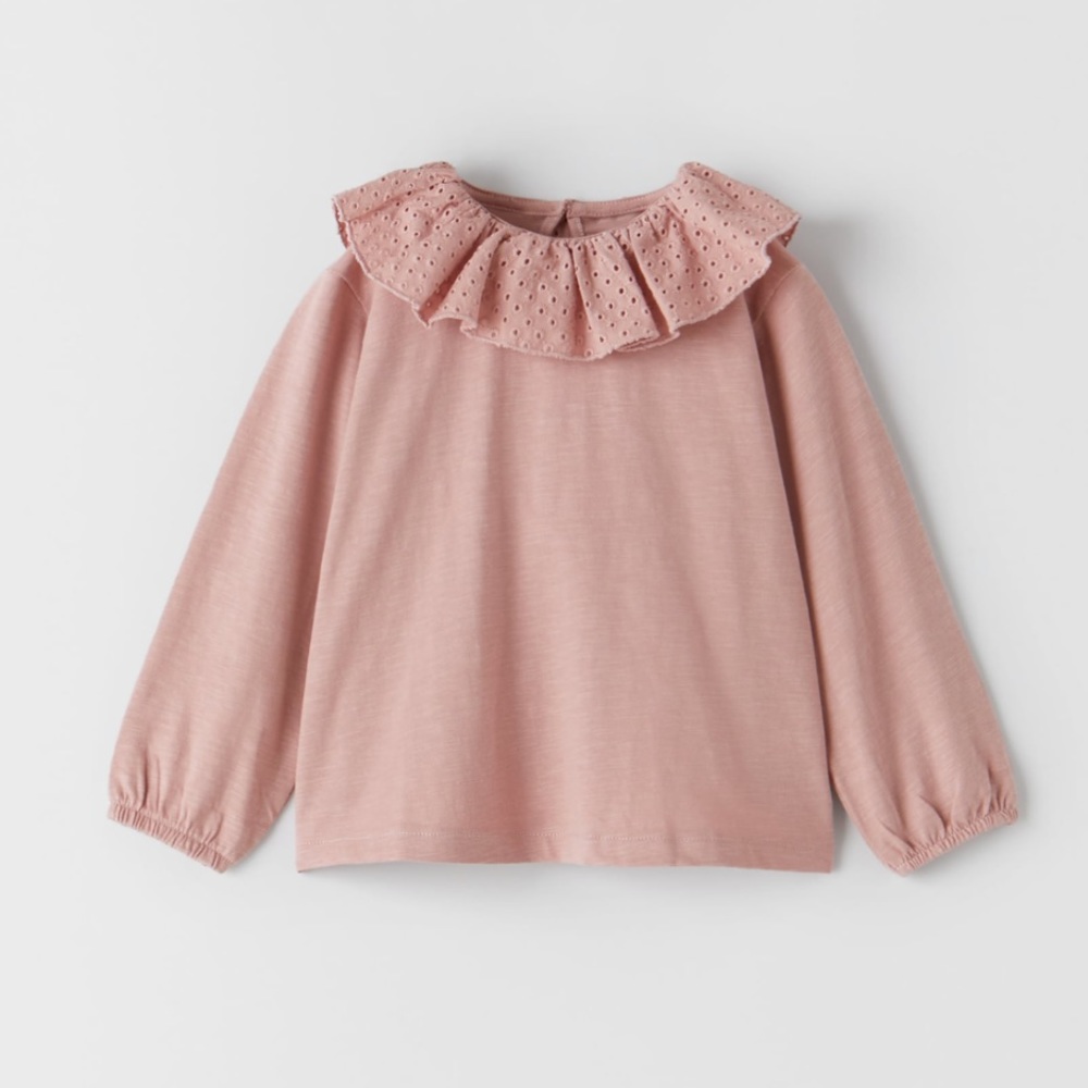 Zara Kids Embroidered Peter Pan Collar Blouse NWT